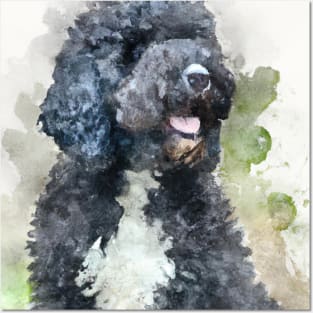 Portuguese Water Dog Watercolor Painting - Dog Lover Gifts Posters and Art